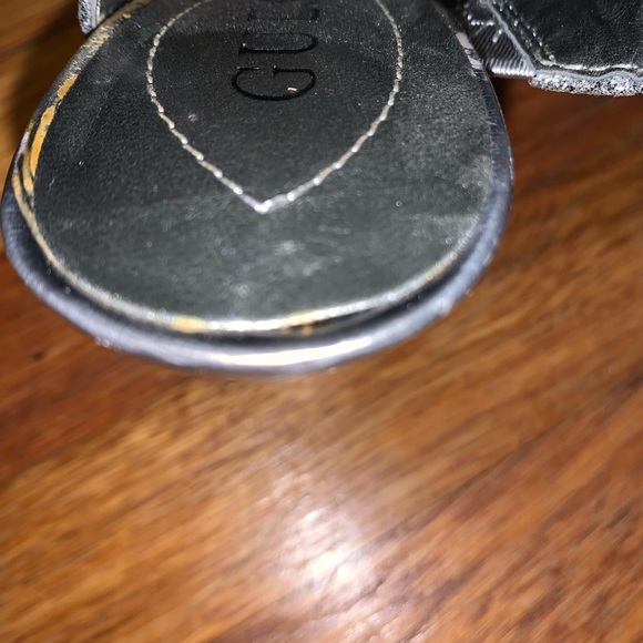 Guess platform stilettos heels size 6 open toe silver sparkly bow tie almond toe - Picture 10 of 15